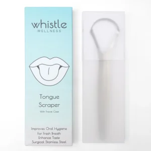 This stainless steel tongue scraper with a single handle comes with a storage case and helps adults cure bad breath and achieve fresher breath in seconds by effectively cleaning the tongue.