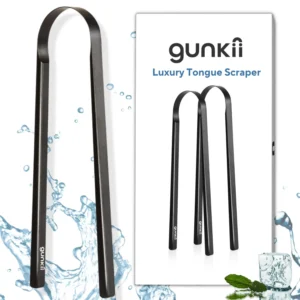This metal tongue scraper effectively removes gunk and bacteria to freshen breath and improve oral hygiene for adults and kids.