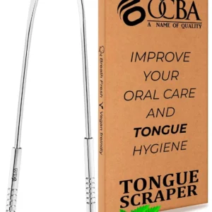 This stainless steel tongue scraper effectively removes bacteria and freshens breath for optimal oral health after brushing.