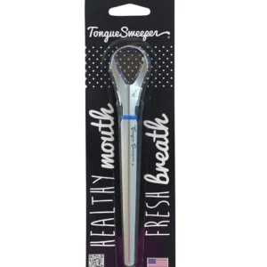This stainless steel Tongue Sweeper Pro is a durable and hygienic tongue cleaner for effective oral hygiene and fresh breath.