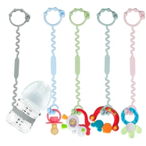This five-pack of TERRIFI adjustable silicone toy straps keeps baby's pacifiers, teethers, toys, and sippy cups clean, safe, and off the floor whether at home or on the go.