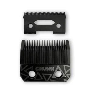 This is a graphene-coated TPOB chunk blade replacement for clippers with a 90 Rockwell hardness rating, known for its exceptional fading performance in barbering.