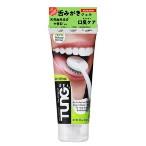 TUNG Gel in Mint Blast flavor effectively fights bad breath and halitosis with its zinc-infused natural formula designed for tongue cleaning.
