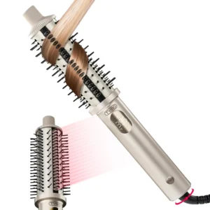 The TYMO thermal brush with 800M negative ions and 3D teeth design smooths frizz and creates shiny, voluminous curls.