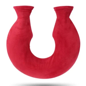 U-shaped hot water bottle conforms to the neck, providing soothing warmth and pain relief with its ergonomic design and thick, insulated PVC material.