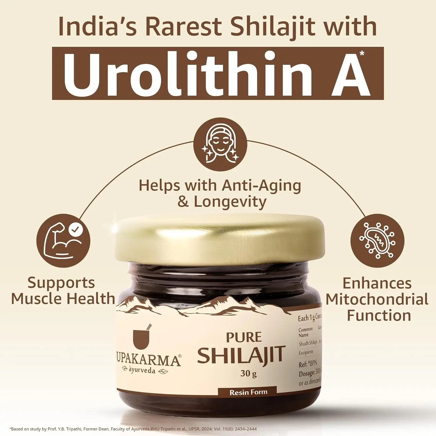 Upakarma Ayurveda pure shilajit resin, a potent source of fulvic acid and trace minerals, supports overall health, post-workout recovery, and improved sleep.