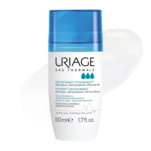 Uriage Power 3 Antiperspirant Deodorant Roll-On combats odors, prevents stains on clothing, and soothes sensitive skin.