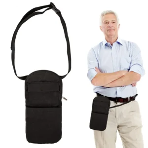 Conceal and carry your urine drainage bag discreetly with this adjustable waist bag holder, featuring a catheter pipe cover for added privacy and convenience.