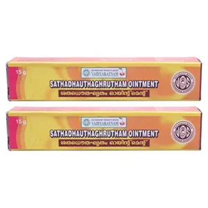 Two packs of Vaidyaratnam Sathadhauthaghrutham ointment, a traditional Ayurvedic cream.