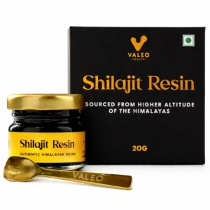 Valeo Shilajit resin sourced from the Himalayas for boosting men's strength, stamina, energy, and supporting healthy aging.