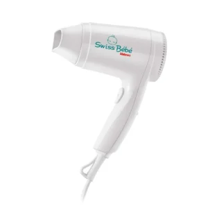 White Valera Swiss Bebe hair dryer designed for ultra-delicate infant hair and body drying with concentrator nozzle.