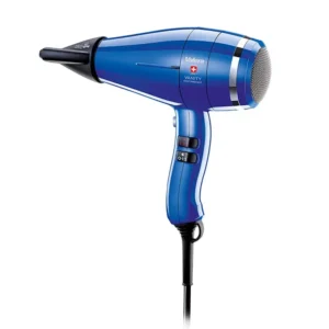 Royal blue Valera Vanity Performance hair dryer featuring a long-life AC universal motor, ions generator, smart airflow technology, and a SuperFlex cable with ROTOCORD.