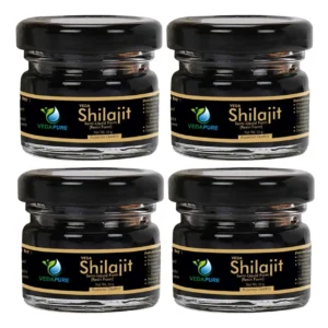Vedapure Original Shilajit Resin, a rare Himalayan tonic used for endurance, bodybuilding, and overall wellness, comes in a 25-gram pack of 4.