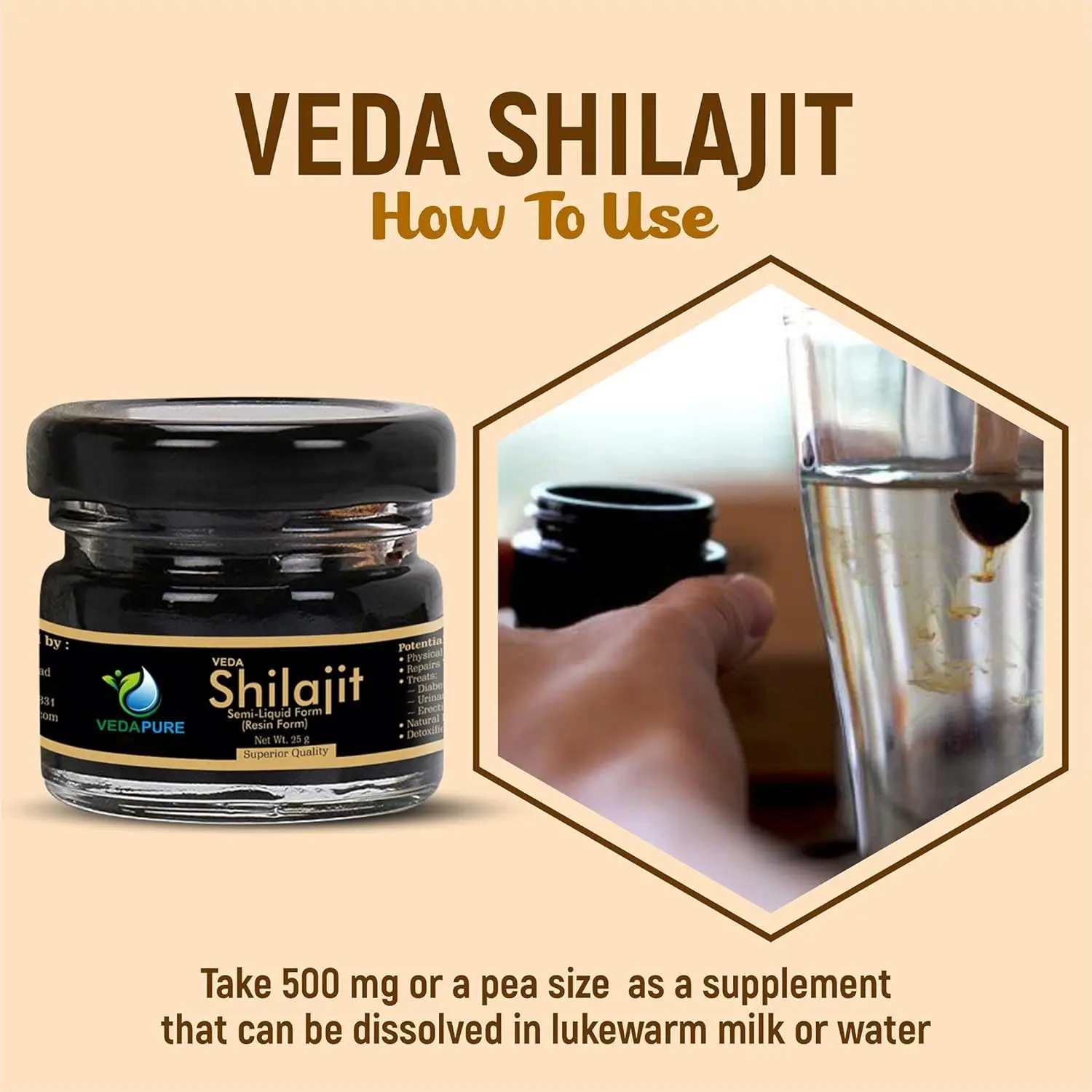 Three packs of Vedapure Naturals original shilajit resin, a herbal supplement for endurance and bodybuilding.