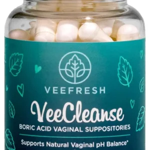 VeeFresh VeeCleanse Boric Acid Vaginal Suppositories for vaginal health.