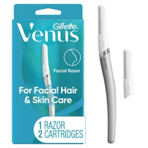 The Gillette Venus dermaplaning razor exfoliates and removes facial hair for smooth, glowing skin.