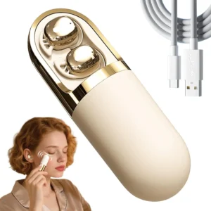 White vibration massage Bluetooth headphones with case offer music and neck and shoulder massage for relaxation.