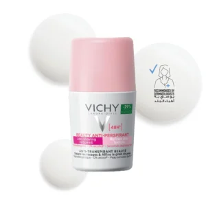 Vichy 48-hour antiperspirant deodorant clarifies skin, blurs hair growth, embellishes armpits, and protects sensitive skin.