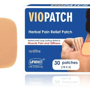 Viopatch pain relief patches in hygienic packaging, formulated with care and packed with goodness, offering a 30-count supply for effective pain management.