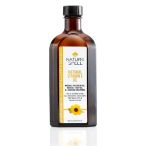 Nature Spell Vitamin E oil for hair and skin helps to repair damaged hair follicles, reduce dryness, and increase skin clarity and softness for youthful, radiant looking skin.