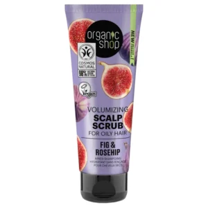 This volumizing scalp scrub with organic fig and rosehip oil is formulated for oily hair, deeply cleanses the scalp, restores balance and leaves hair voluminous.