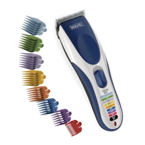 The Wahl Color Pro cordless hair clipper features a sleek design, color-coded guide combs and good packaging for easy hair trimming for men, women, and children.