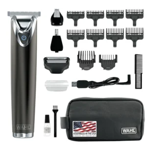 The Wahl Slate Stainless Steel Trimmer Kit is rechargeable and should be fully charged every 6 months to maximize battery life.