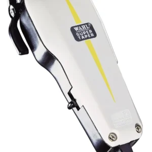 The Wahl Super Taper clipper is a professional corded hair clipper featuring a powerful V5000 motor and adjustable taper lever for versatile cutting and styling.