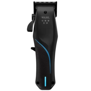 The Wahl Vapor professional clipper features an F32 fade blade, adjustable balding, cordless and corded operation, and adaptable speed for various hair textures.
