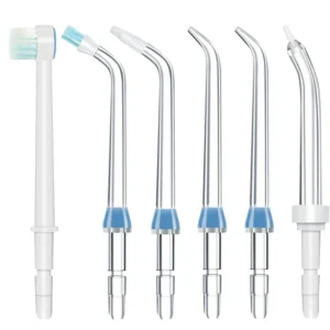 A variety pack of Joyzzz water flosser replacement tips compatible with Waterpik and other oral irrigators, including classic jet, orthodontic, periodontal, plaque seeker, and brush tips, designed for effective and deep cleaning.