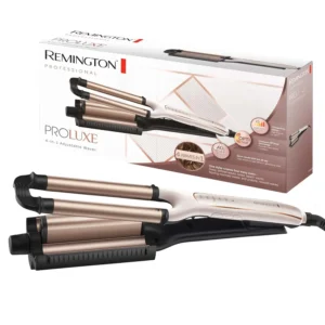 The Remington Proluxe 4-in-1 wave hair modeller creates defined, soft, wild, or disheveled waves with adjustable temperature settings and a ceramic coating.