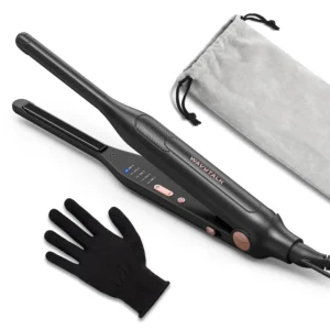 This small Wavytalk flat iron with thin plates is designed for styling short hair, pixie cuts, bangs, and edges.