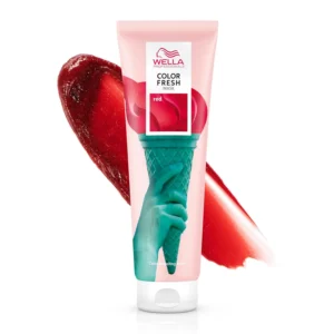 Wella Professionals Color Fresh Mask in Red, a temporary hair color glossing treatment that enhances shine and leaves hair feeling healthy and soft with avocado oil.