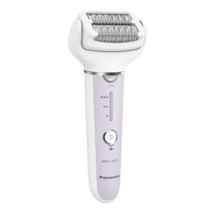 This purple wet and dry epilator features a double disc head with 60 clips and a 90-degree swivel head for fast and soft hair removal on hard-to-reach areas.