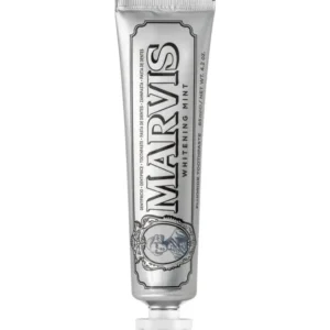 A tube of Marvis Whitening Mint Toothpaste helps prevent tooth decay, fights tartar and plaque, and keeps breath fresh.