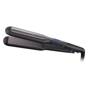 Black Remington Pro Ceramic extra wide plate hair straightener with digital temperature control, ideal for styling longer, thicker hair efficiently and quickly.