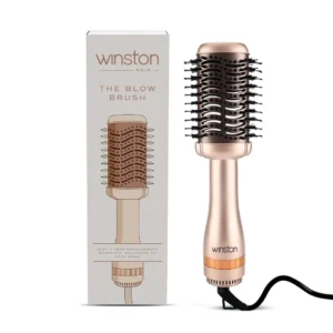 The Winston hot air brush combines a blow dryer and volumizer for salon-quality hair styling at home, featuring charcoal bristles for smooth, frizz-free volume.
