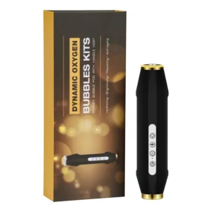 The wireless LED face massager in black is designed for firming and lifting skin on the face and neck with gentle vibrations and light therapy.