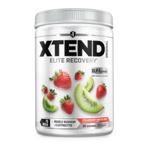 Scivation XTEND Original BCAA Strawberry Kiwi Splash powder supports muscle recovery after workouts with 7g of BCAAs per serving.
