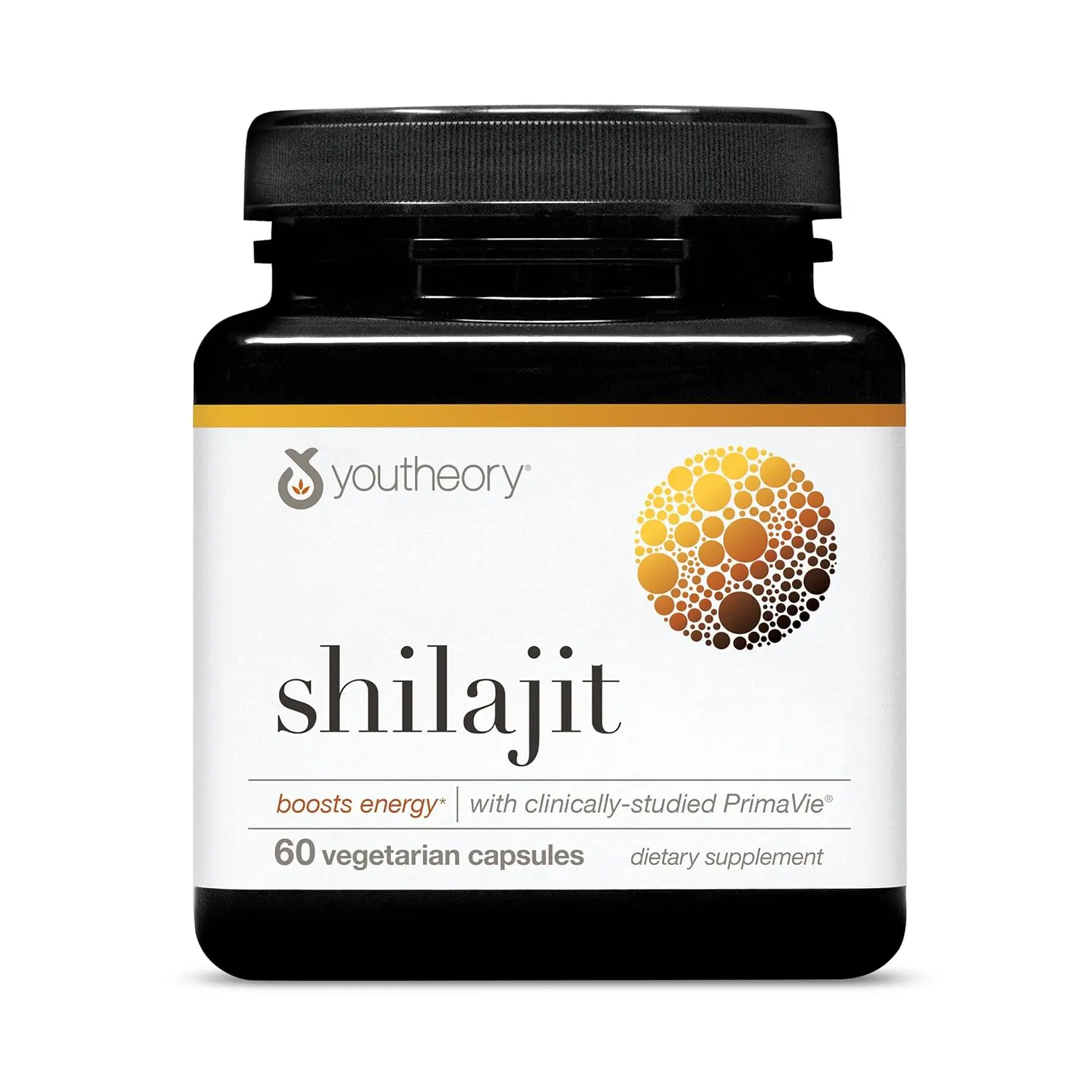 Youtheory Shilajit capsules for energy, stamina, endurance, and immune system support, made with pure Himalayan superfood and PrimaVie.