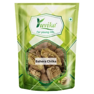 This is a package of YUVIKA Bahera Chilka, a fresh and pure, all-natural Indian ingredient, free from artificial colors.
