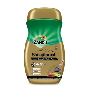 Zandu Shilajitprash capsule contains a powerful combination of Himalayan Shilajit and select Chyawanprash herbs to boost inner strength, outer power, stamina, and immunity.