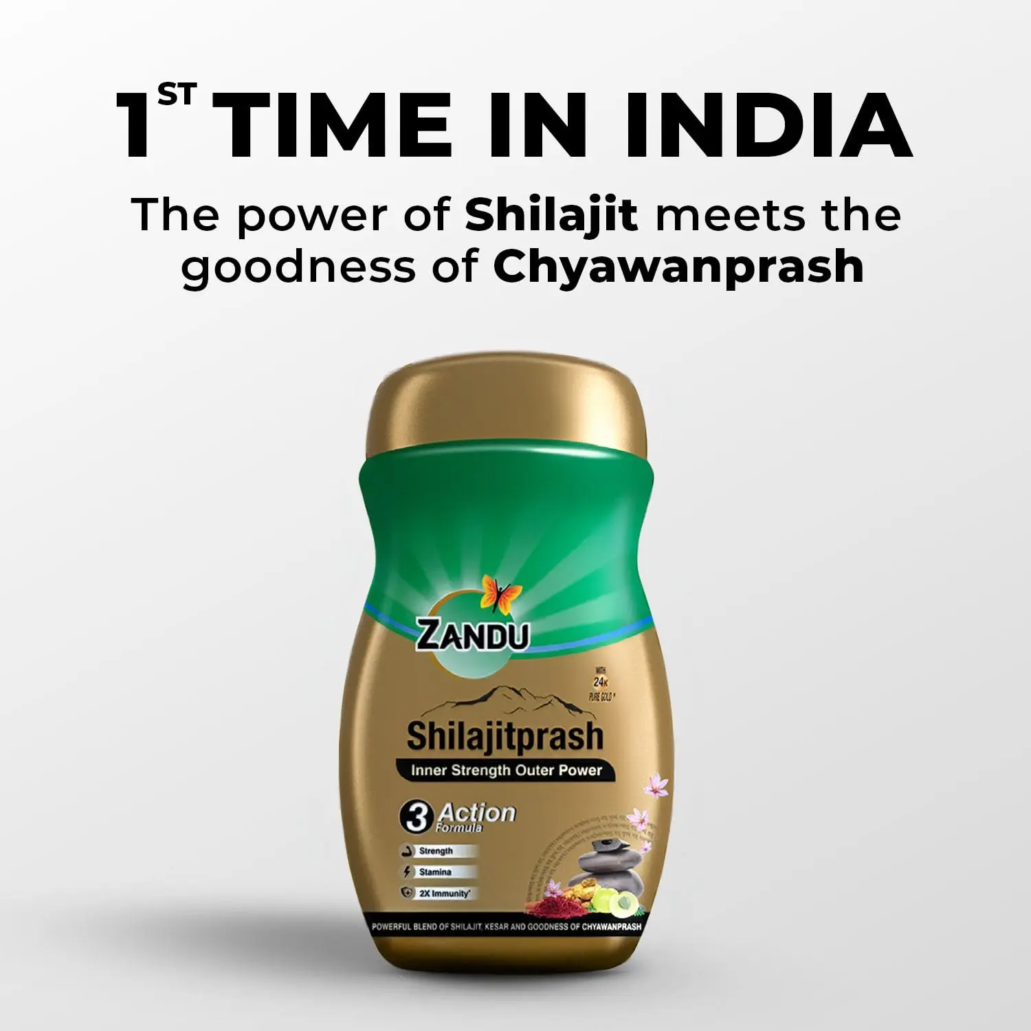 Zandu Shilajitprash capsule contains a powerful combination of Himalayan Shilajit and select Chyawanprash herbs to boost inner strength, outer power, stamina, and immunity.